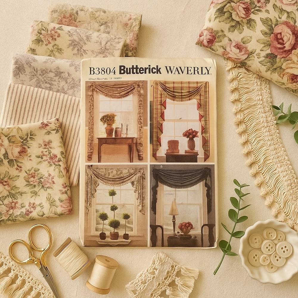 Butterick x Waverly B3804 Window Treatments Pattern – Swags & Jabots – UNCUT